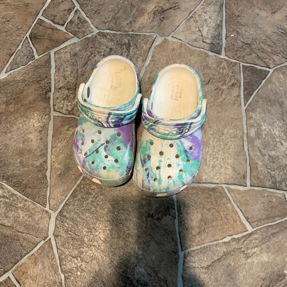 CROCS Kids Sandals in Blue, Purple, and Cream